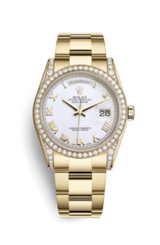 Day-Date 36 Yellow Gold Diamonds / Oyster / White Roman