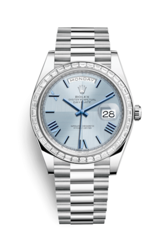 Day-Date 40 Platinum Baguette / Ice Blue Quadrant