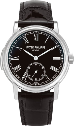 Grand Complications 38mm Black Roman Platinum Leather Automatic