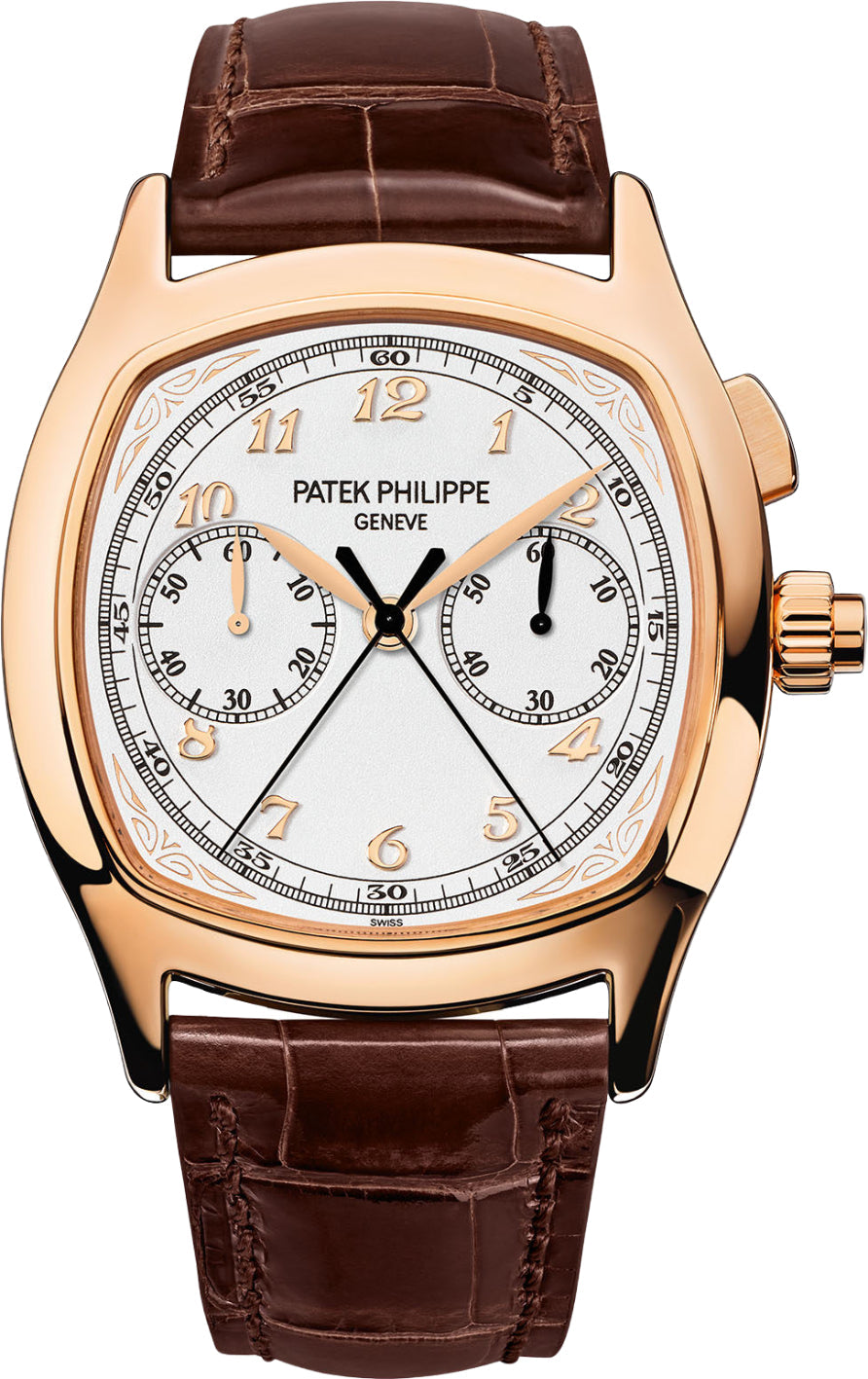 Grand Complications 37 44.6mm Silver Satin Arabic Rose Gold Leather
