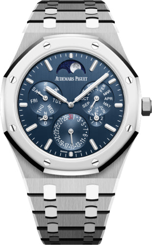 Royal Oak 41mm Perpetual Calendar Ultra-Thin Titanium Platinum Bezel Blue Dial