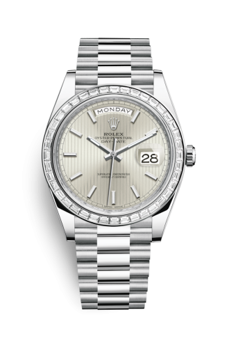 Day-Date 40 Platinum Baguette / Silver Tuxedo
