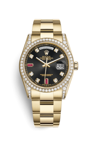 Day-Date 36 Yellow Gold Diamonds  / Oyster / Black Diamonds Rubies
