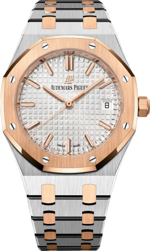 Royal Oak 34mm Stainless Steel Rose Gold Bezel Silver Dial