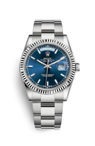 Day-Date 36 White Gold Fluted / Oyster / Blue