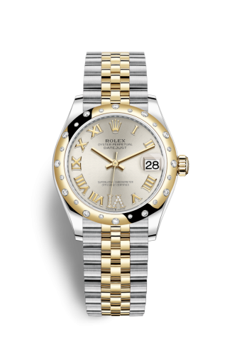 Datejust 31 Stainless Steel / Yellow Gold / Domed – Diamond / Silver – Roman / Jubilee
