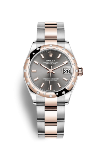 Datejust 31 Stainless Steel/ Rose Gold / Domed – Diamond / Grey / Oyster