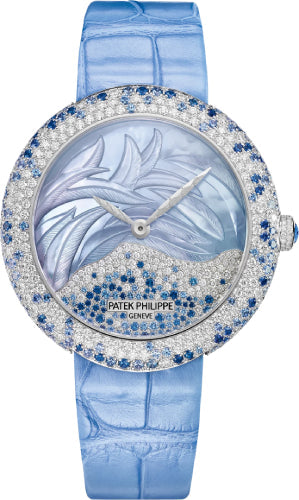 Calatrava Haute Joaillerie White Gold 35.8mm Mother of Pearl Diamonds Blue…