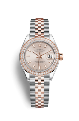 Lady-Datejust 28 Rolesor Rose Diamond / Jubilee / Sundust