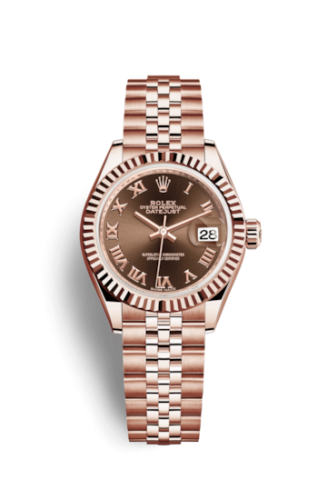Lady-Datejust 28 Everose Fluted / Jubilee / Chocolate Roman