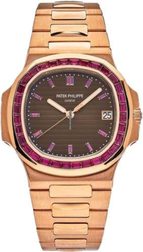 Nautilus Rose Gold Brown Ruby Dial 40mm Ruby Bezel