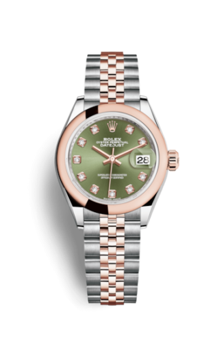 Lady-Datejust 28 Rolesor Rose Domed / Jubilee / Olive Diamond