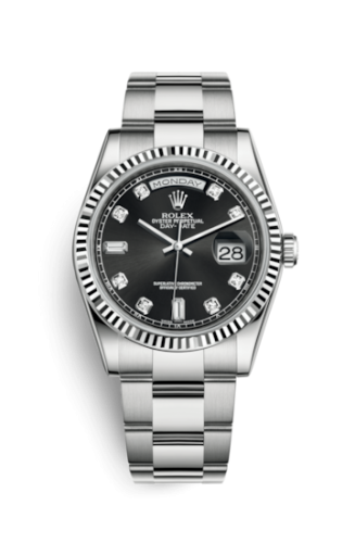 Day-Date 36 White Gold Fluted / Oyster / Black Diamonds