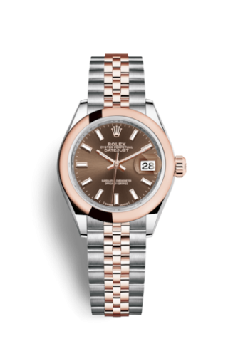 Lady-Datejust 28 Rolesor Rose Domed / Jubilee / Chocolate