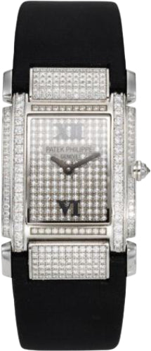 Twenty~4 Ladies White Gold Diamond Pave Dial