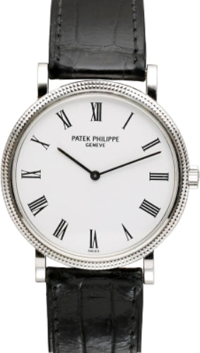 Calatrava 35mm White Roman Hobnail White Gold Leather