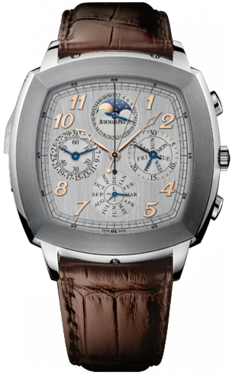 Tradition Grande Complication 47mm Silver Arabic White Gold Bezel Titanium Leather