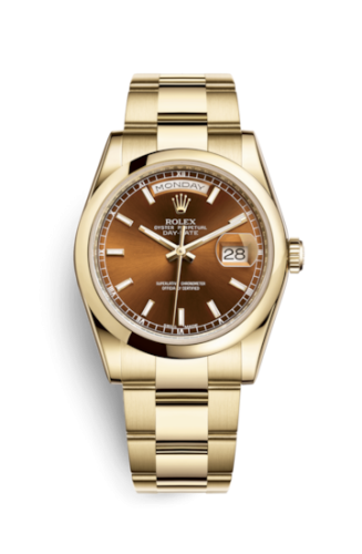 Day-Date 36 Yellow Gold Domed / Oyster / Cognac