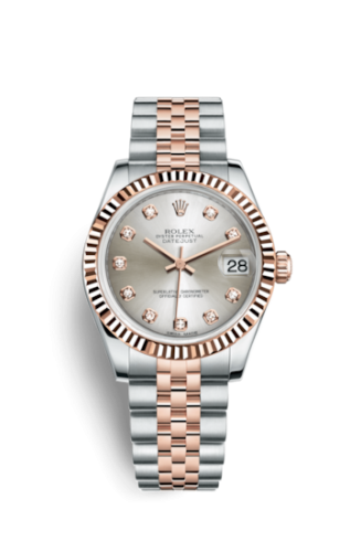 Datejust 31 Rolesor Everose Fluted / Jubilee / Silver Diamond