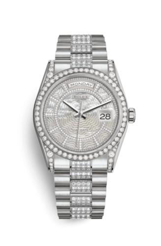 Day-Date 36 White Gold Diamonds / President Diamonds / MOP Carousel