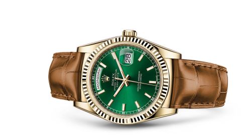 Day-Date 36 Yellow Gold / Strap / Green