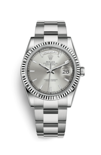 Day-Date 36 White Gold Fluted / Oyster / Silver