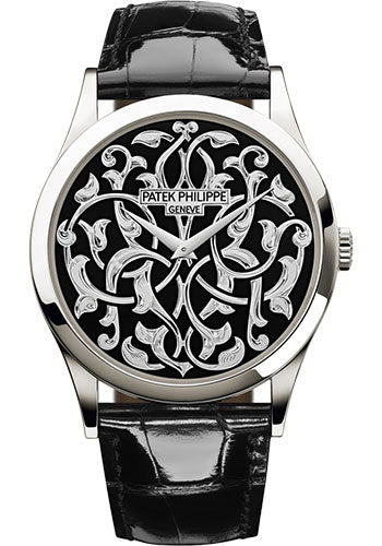 Calatrava Volutes And Arabesques 38mm Platinum Handengraved Dial