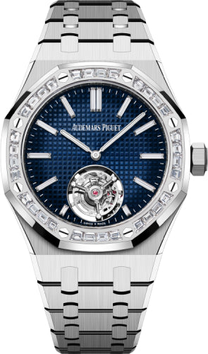 Royal Oak Flying Tourbillon Extra Thin White Gold Baguette RD#3 Diamond Blue Dial &…