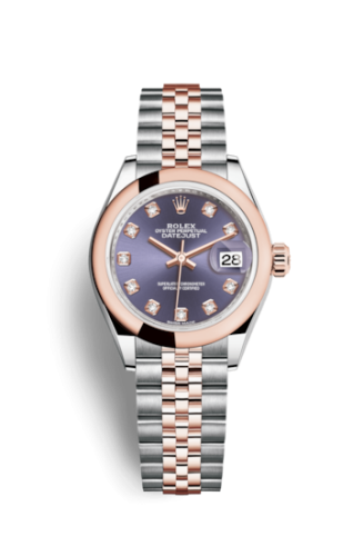 Lady-Datejust 28 Rolesor Rose Domed / Jubilee / Aubergine Diamonds