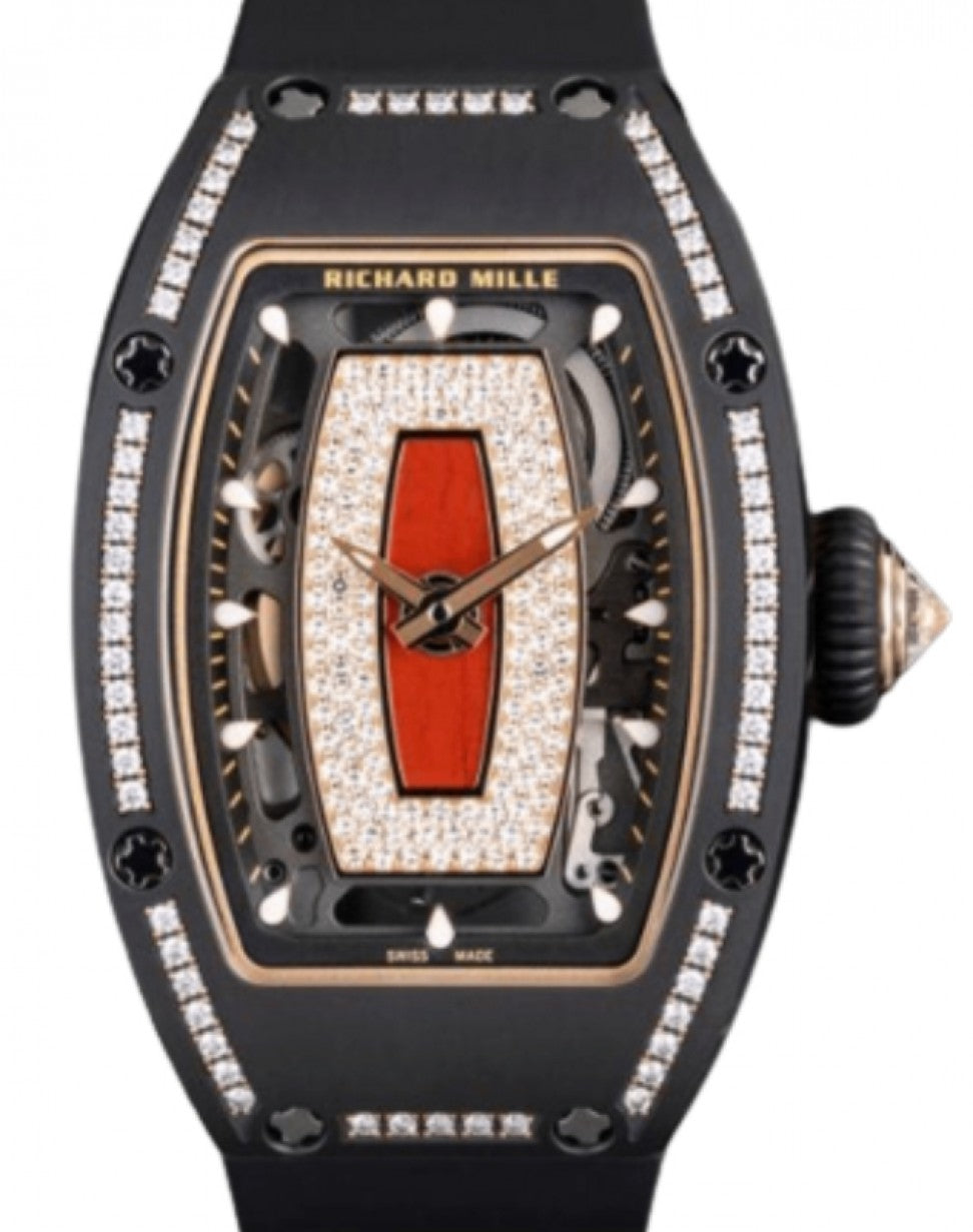 Automatic Winding Black Ceramic Red Lips Diamond Dial RM 07-01 BRAND NEW