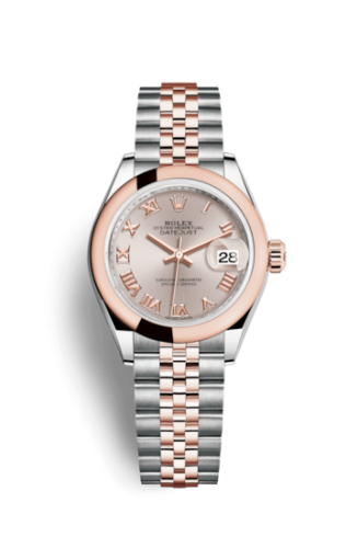 Lady-Datejust 28 Rolesor Rose Domed / Jubilee / Sundust Roman