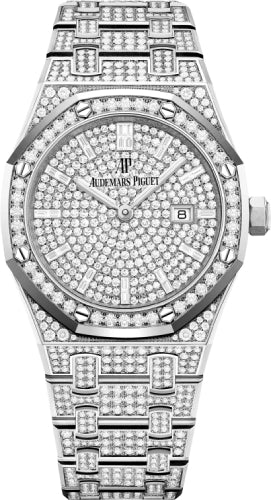 Royal Oak Quartz White Gold 33mm Diamond Pave