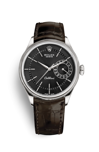 Cellini Date White Gold / Black / Alligator Brown