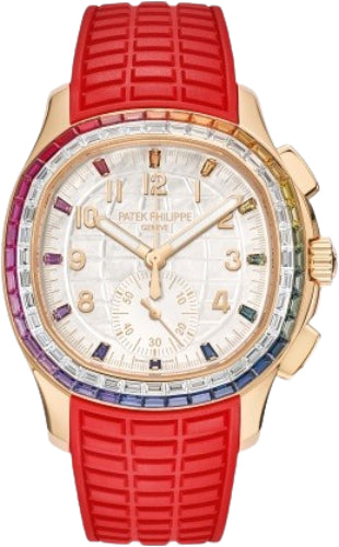 Aquanaut Luce Rainbow Chronograph Rose Gold Diamond/Gems Mother of Pearl Sapphire