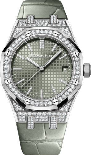 Royal Oak Self Winding White Gold/Diamonds 37mm Green Dial