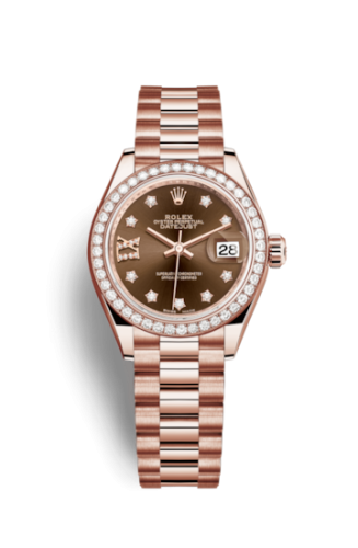 Lady-Datejust 28 Everose Diamond / President / Chocolate Diamond