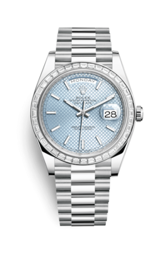 Day-Date 40 Platinum Baguette / Ice Blue Diagonal