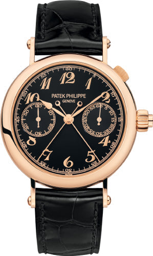 Grand Complications 33.2mm Black Opaline Arabic Rose Gold Leather