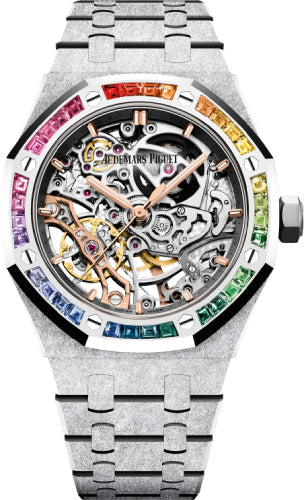Royal Oak Frosted Gold Double Balance Wheel Openworked White Gold Rhodium-Toned…
