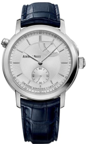 Jules Audemars Grande Sonnerie Carillon Silver Guilloche Index Platinum Leather 39mm