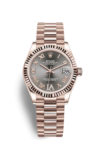 Datejust 31 Rose Gold / Fluted / Grey – Roman / President