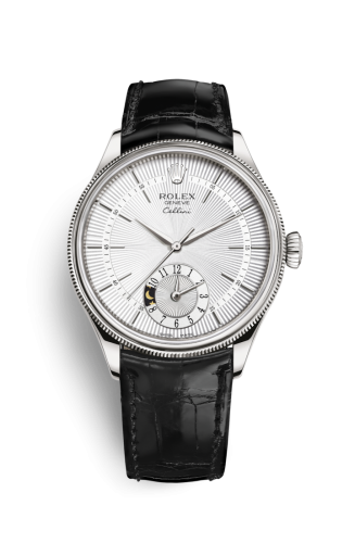 Cellini Dual Time White Gold / Silver / Alligator Black