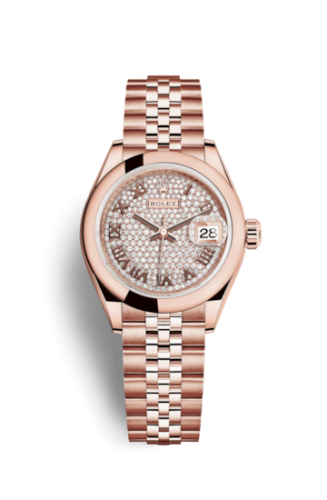 Lady-Datejust 28 Everose Domed / Jubilee /  Paved Roman