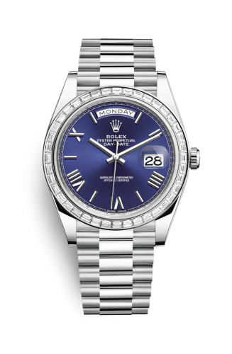 Day-Date 40 Platinum Baguette / Blue Roman