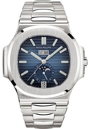 Nautilus Annual Calendar Moon Phases 40.5mm Steel Blue Dial