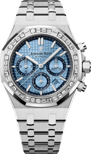 Royal Oak 38mm Chronograph White Gold Blue Dial Diamond Bezel