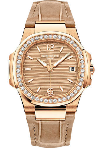 Nautilus Date Sweep Seconds 32mm Rose Gold Golden Dial