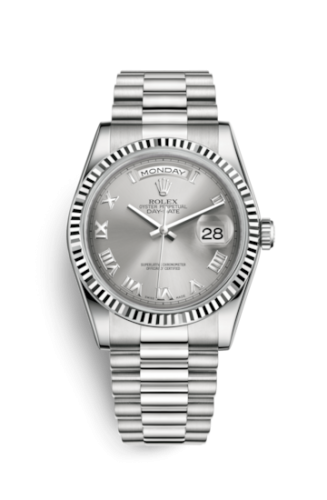 Day-Date 36 White Gold Fluted / President / Grey Roman