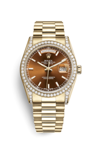 Day-Date 36 Yellow Gold Diamonds / President  / Cognac