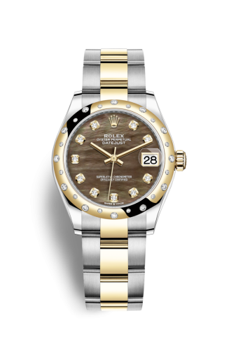 Datejust 31 Stainless Steel / Yellow Gold / Domed – Diamond / Black MOP / Oyster